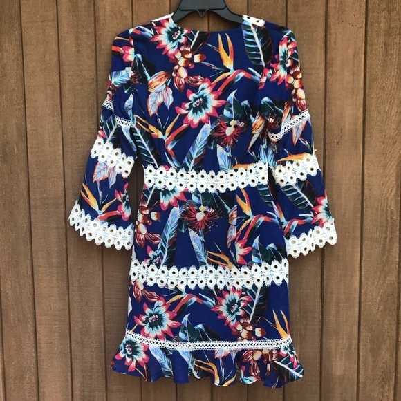 Red Carter Willow Floral Print Lace Coverup Dress - Picture 3 of 8